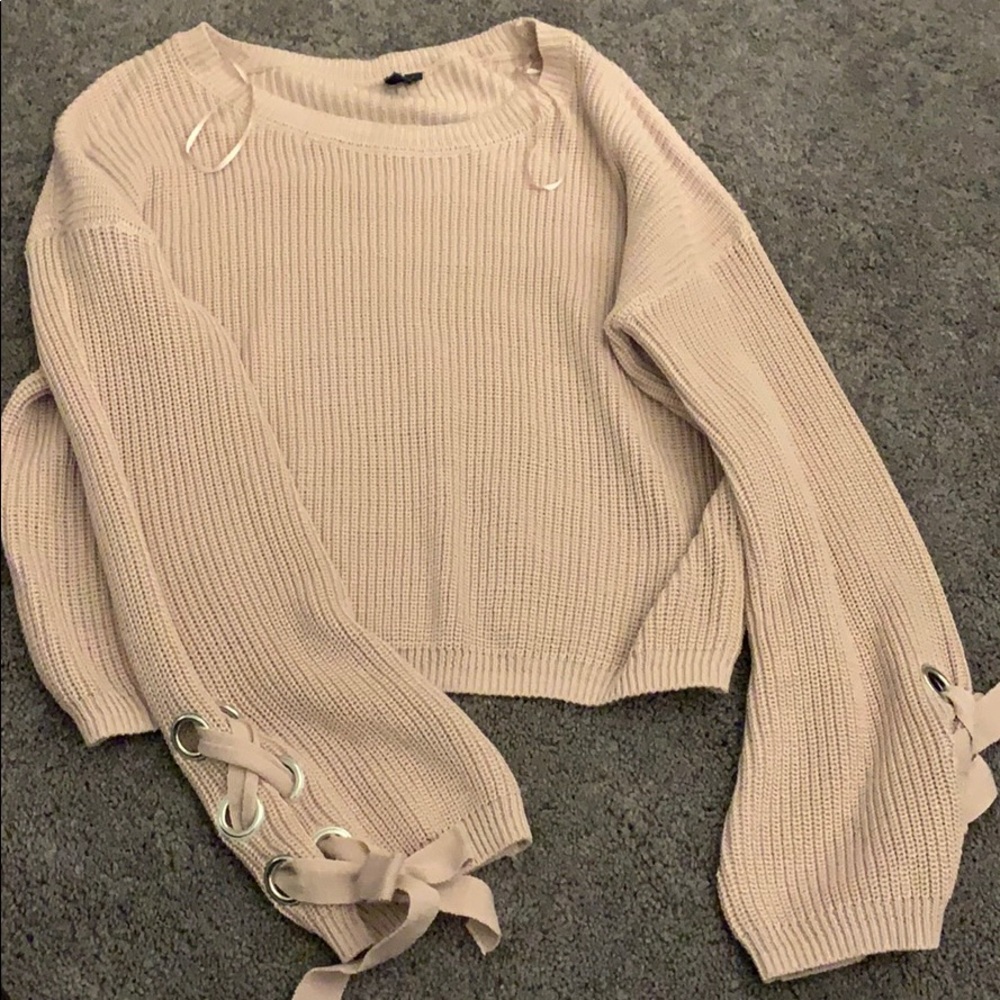 pink cropped sweater